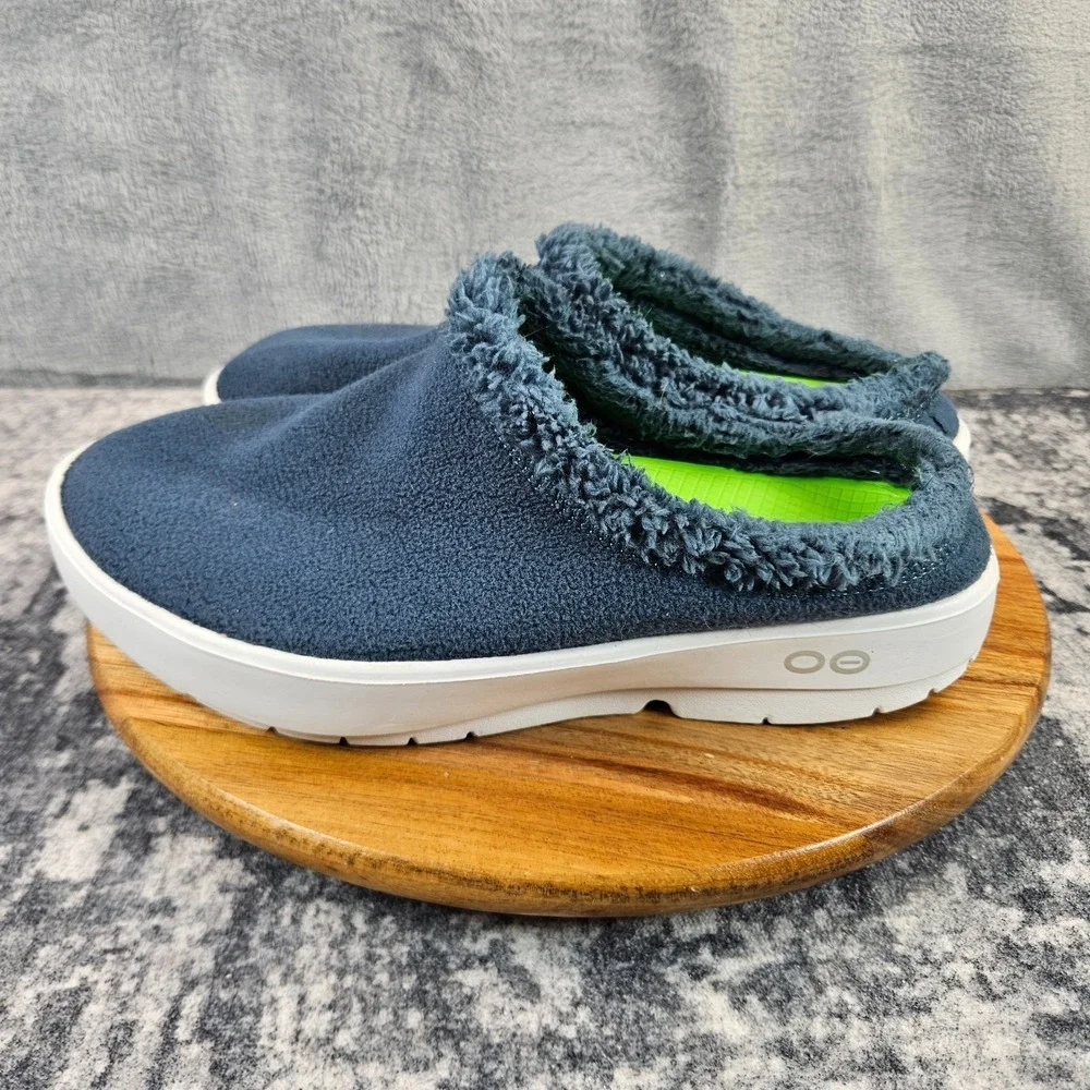 OOFOS OOcoozie Mule Mens Size 10 Blue White Casual Classic Sip On Recovery Shoes